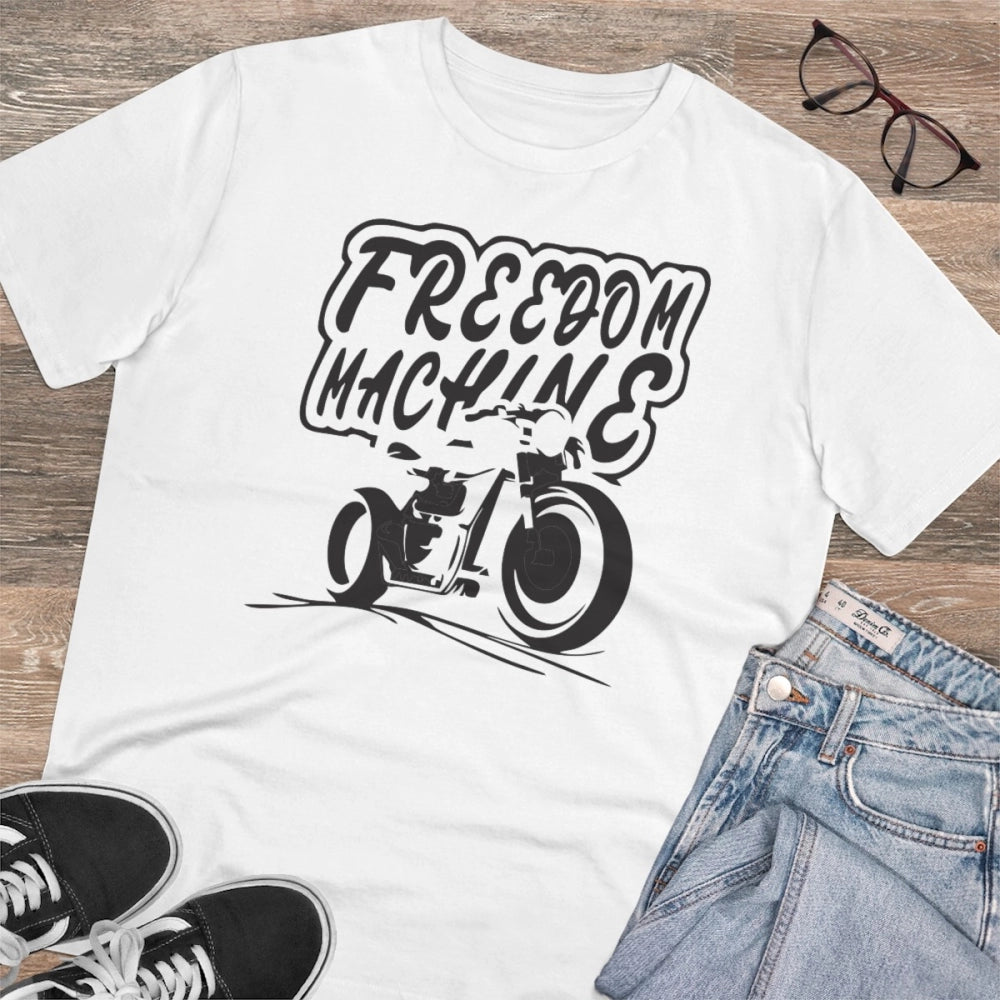 White PC Cotton Men's Bike Ride Design Half Sleeve T-Shirt (180GSM) - casual wear for men, round neck style