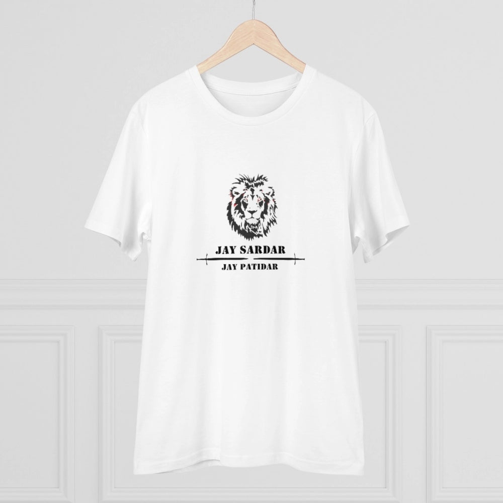 White PC Cotton Jay Sardar Printed T-Shirt (180GSM), men's casual wear with half sleeves on display
