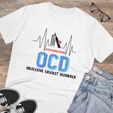 White PC cotton cricket design men's T-shirt with half sleeves, round neck, 180GSM thread count