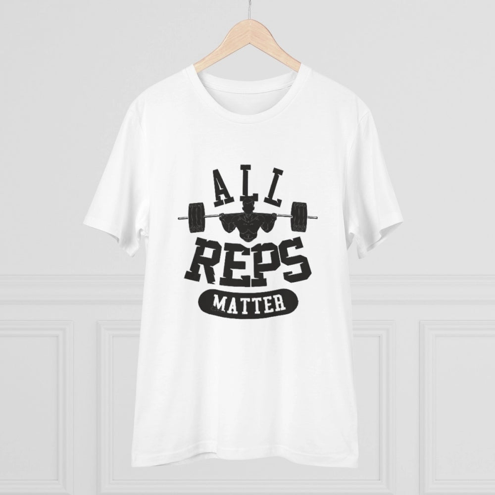 White PC Cotton Men's T-shirt with "All Reps Matter" print, half sleeve, round neck, 180GSM thread count