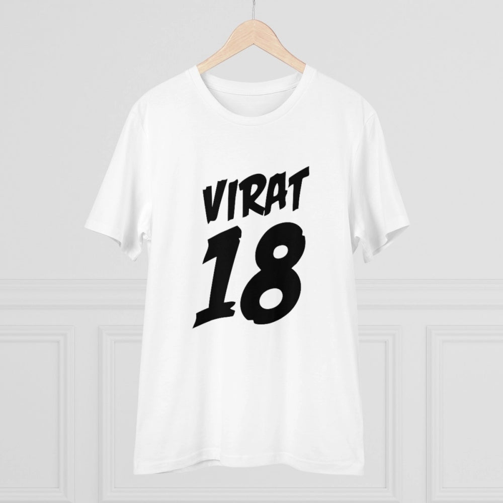 White PC Cotton men's cricket design half sleeve t-shirt, round neck, 180GSM thread count for casual occasions