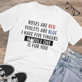 White PC Cotton Men's T-Shirt with Roses Are Red Printed Design (180GSM)