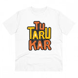 White PC Cotton Tu Taru Kar Printed Men's T-Shirt (180GSM), casual wear half sleeve round neck