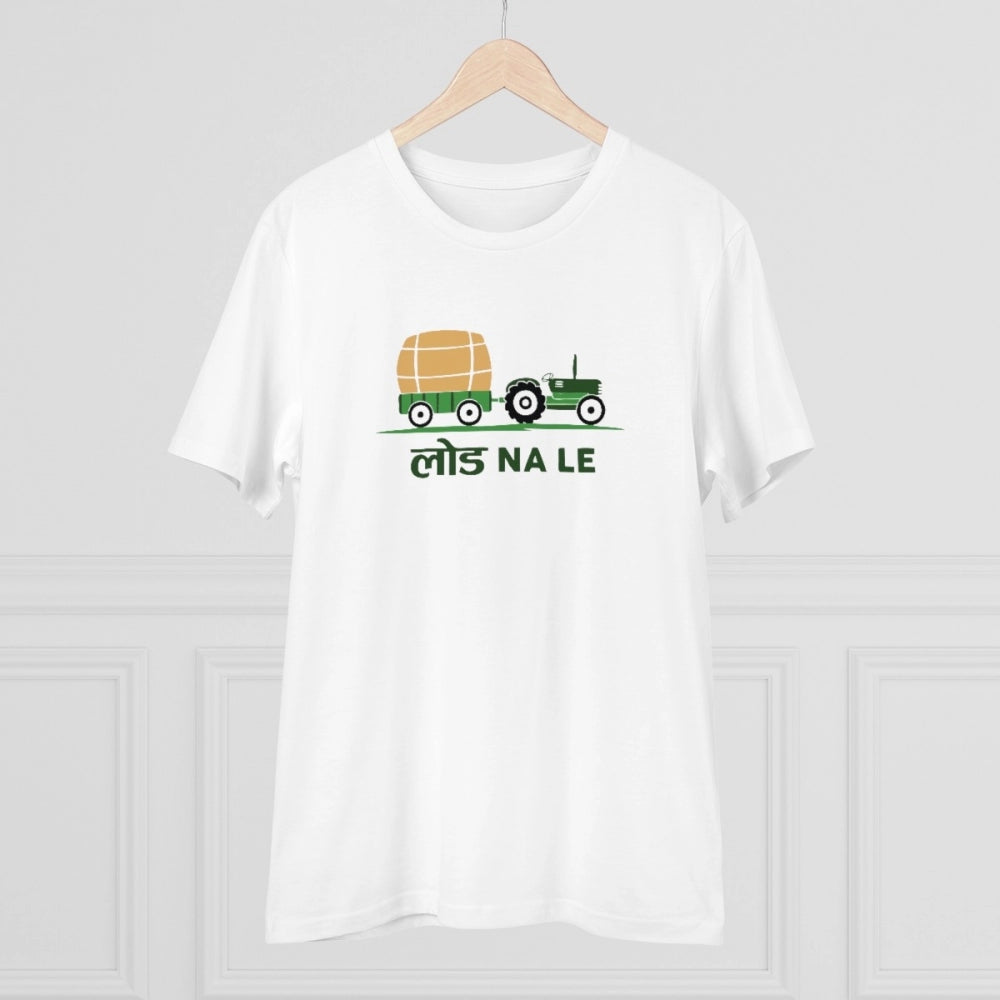 White PC Cotton Load Na Lee Printed Men's T-Shirt, half sleeve round neck, 180GSM thread count