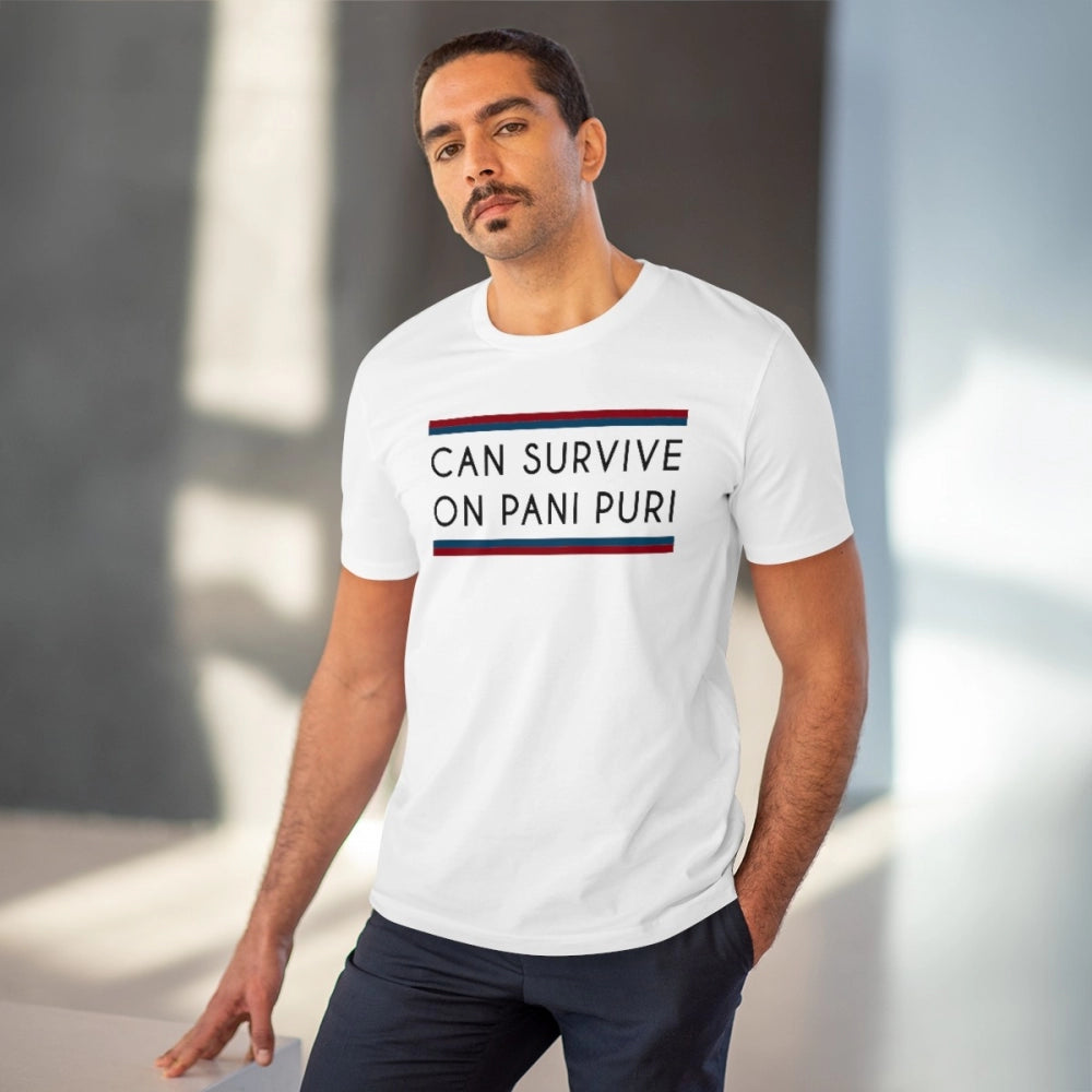 White PC Cotton men's quotes printed half sleeve T-shirt with round neck, 180GSM thread count