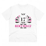 White PC Cotton Men's 17th Birthday Printed T-Shirt (Half Sleeve, Round Neck) on display
