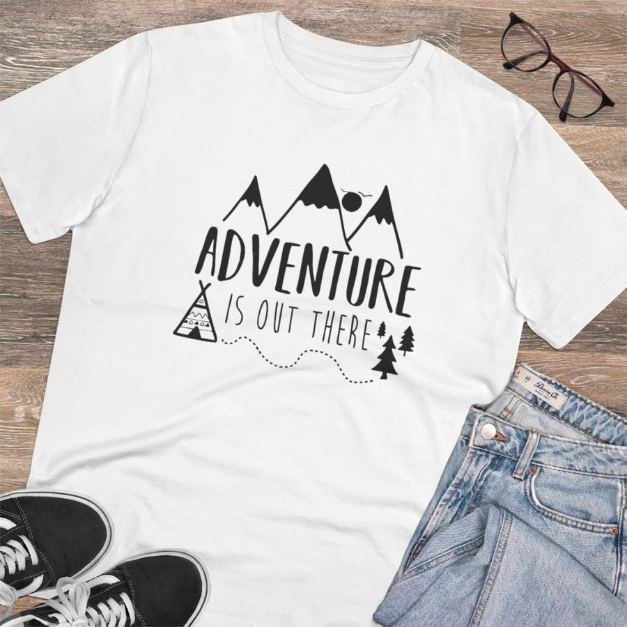 White PC Cotton Explore The Unseen printed men's t-shirt, half sleeve, round neck, 180GSM thread count
