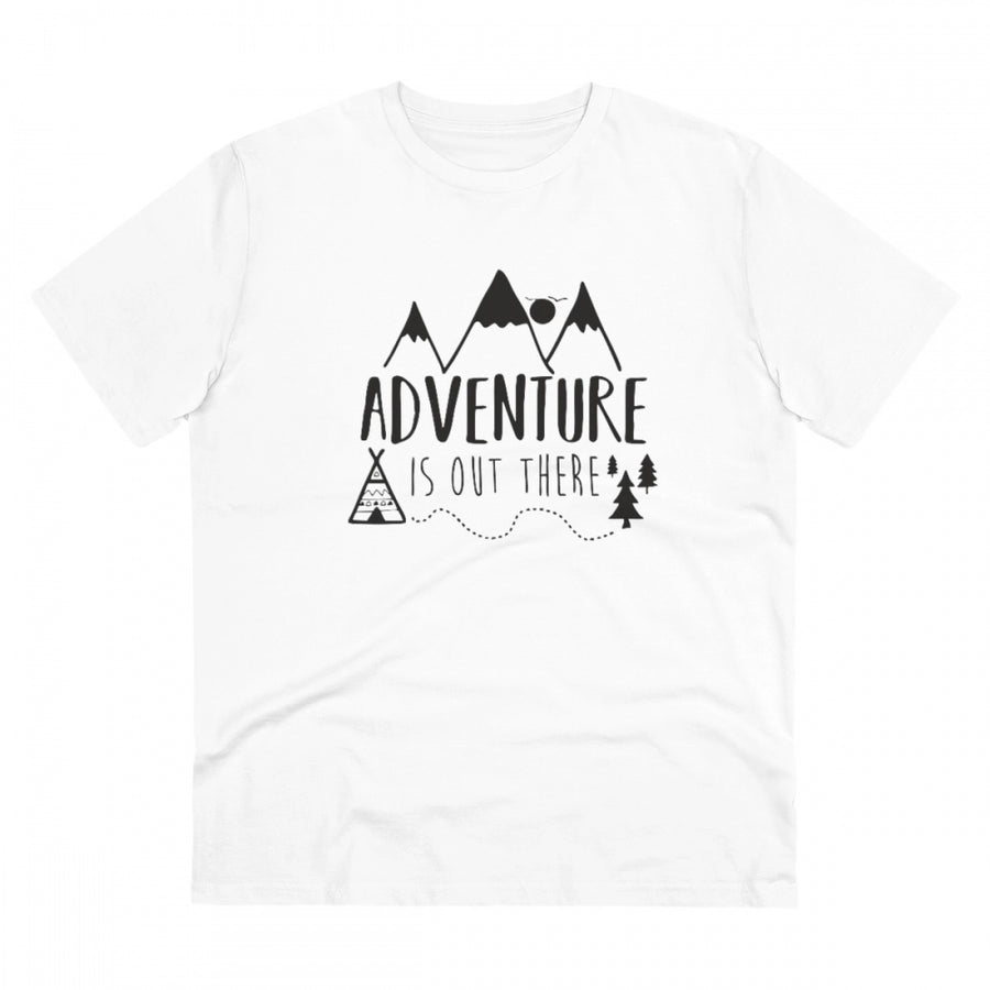White PC Cotton "Explore The Unseen" printed men's half-sleeve t-shirt with round neck, 180GSM thread count