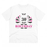 White PC Cotton Men's 30th Birthday Printed T-Shirt (Half sleeve, Round neck) on display
