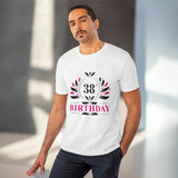 White PC Cotton Men's 38th Birthday Printed Half-Sleeve T-Shirt with Round Neck, 180GSM thread count