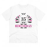 White PC Cotton 35th Birthday Printed Men's T-shirt, half sleeve round neck, 180GSM quality