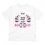 White PC Cotton Men's 32nd Birthday Printed Half Sleeve T-Shirt (180GSM), casual occasion wear