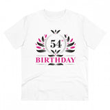 White PC Cotton Men's 54th Birthday Printed Half-Sleeve T-Shirt (180GSM), casual occasion wear