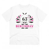 White PC cotton 63rd birthday printed half sleeve t-shirt for men (180GSM) - round neck, casual occasion