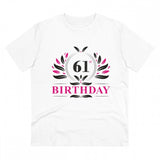 White PC Cotton 61st Birthday Printed Men's T-Shirt (180GSM), half sleeve round neck, casual occasion