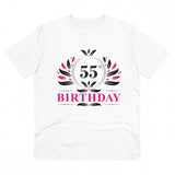 Men's white 180GSM half-sleeve round neck 55th birthday printed cotton t-shirt for casual occasions