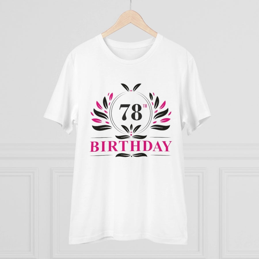 White PC Cotton men's 78th birthday printed half-sleeve t-shirt, round neckline on casual occasion