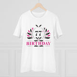 White PC Cotton 77th Birthday T-Shirt (180GSM), half sleeve, round neck for men's casual wear