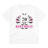 White PC Cotton 70th Birthday Printed T-Shirt for Men, half sleeve, round neck, high-quality thread (180GSM)