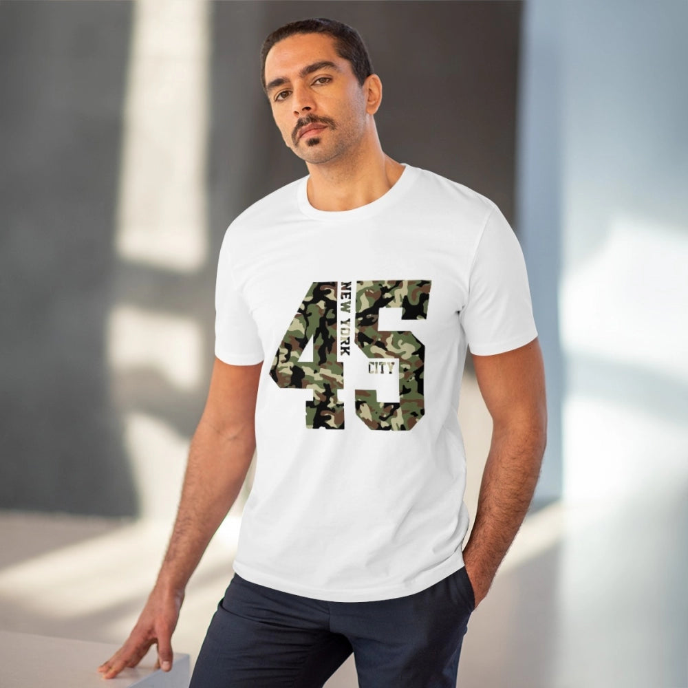 White PC Cotton Men's T-Shirt (New York City Print), half sleeve, round neck, 180GSM thread count