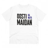 White PC Cotton Men's Dosti Ka Naya Maidan Printed Half Sleeve T-Shirt (180GSM)