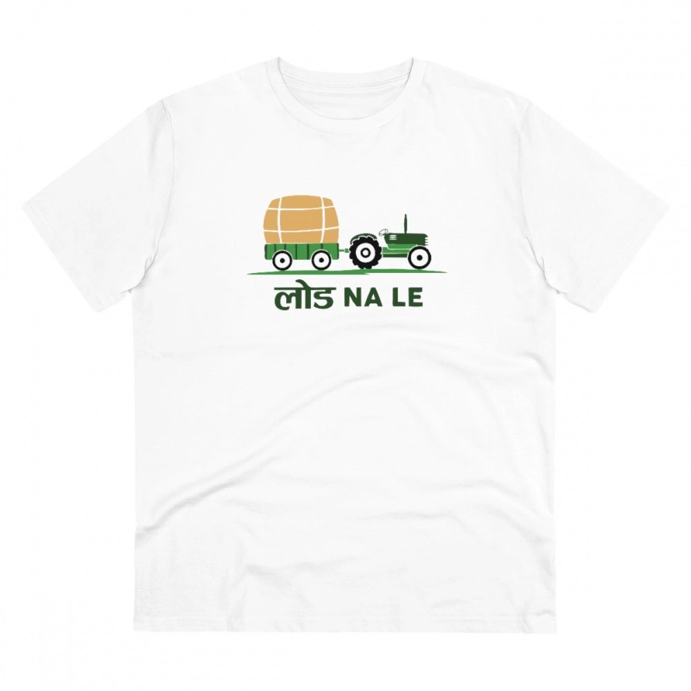 White PC Cotton Load Na Lee Printed Men's T-Shirt (180GSM), casual wear on model