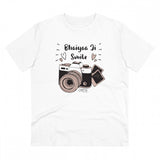 White PC Cotton Men's Bhaiya Ji Smile Printed T-Shirt (180GSM), half sleeve, round neck, casual occasion