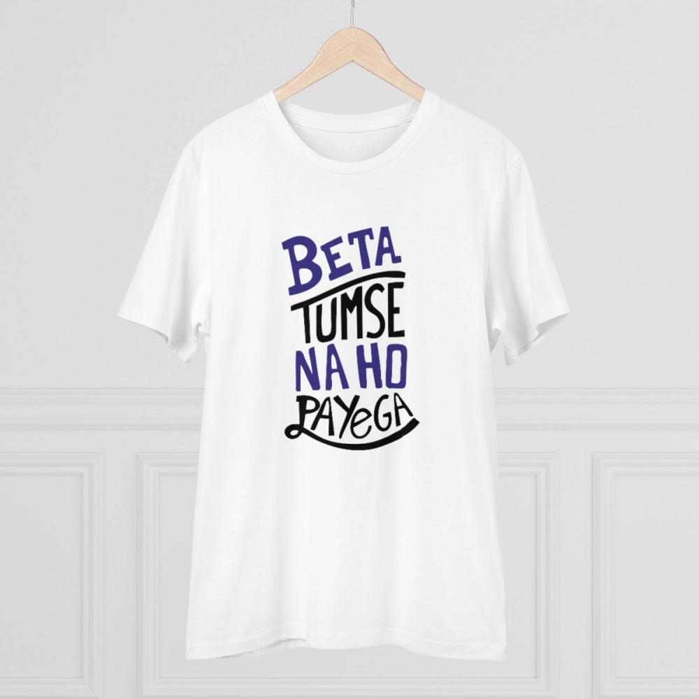 White PC Cotton T-Shirt with "Tumse Na Ho Payega" print, half sleeve, round neck for men's casual wear
