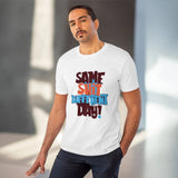 White PC Cotton Men's Same Shit Different Day Printed Half Sleeve T-Shirt, 180GSM casual wear