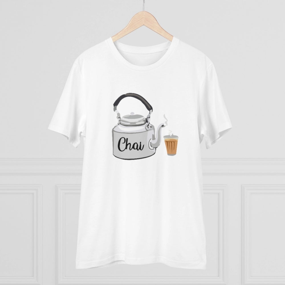 White PC Cotton Men's Marathi Design Half Sleeve T-Shirt (180GSM), casual wear on model
