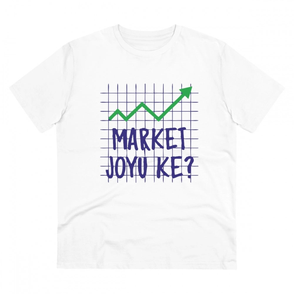 White PC Cotton Market Joyu Che Printed Men's T-Shirt (Half Sleeve, Round Neck, 180GSM)