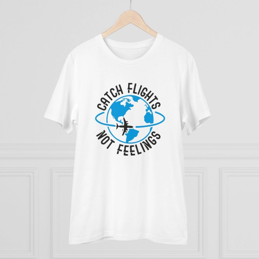 White PC Cotton Men's T-Shirt (Explore The Unseen), half sleeve, round neck, 180GSM thread count for casual occasions