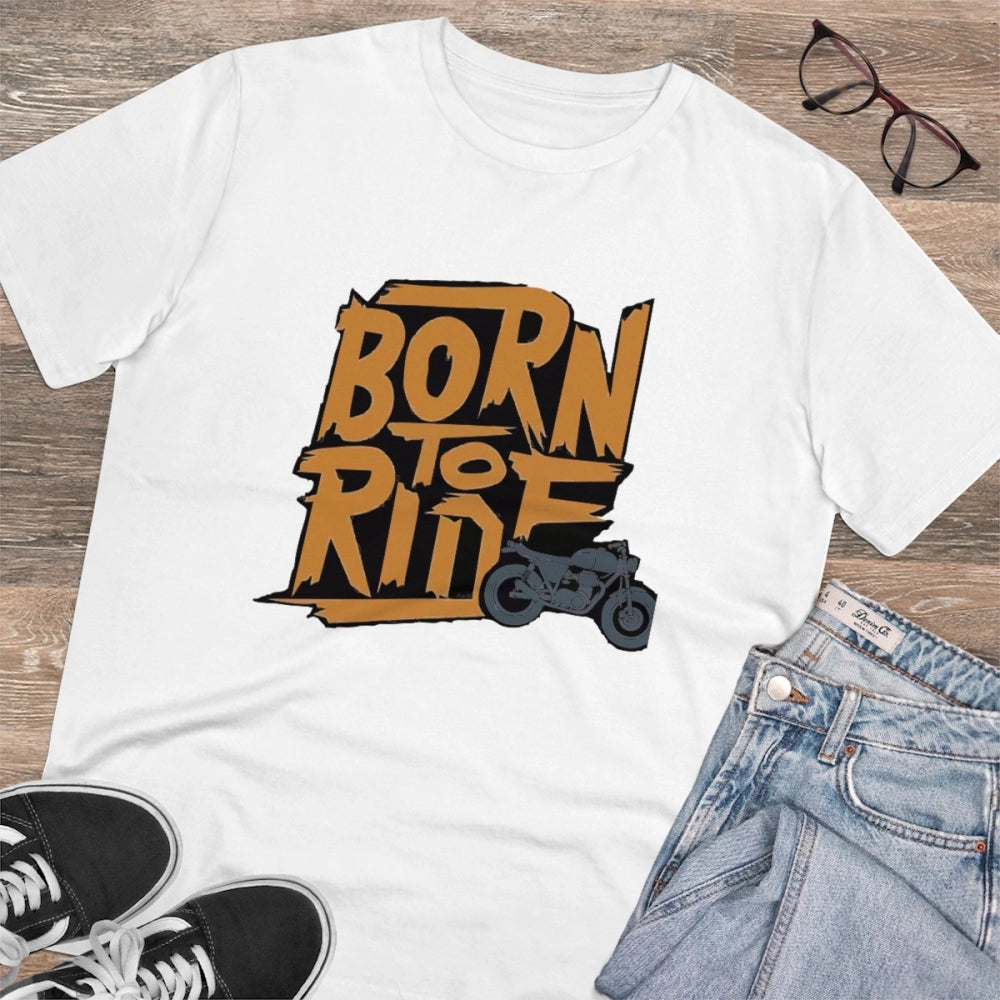 White PC Cotton men's T-shirt with 'Explore The Unseen' print, half sleeve, round neck, 180GSM thread count