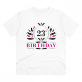 White PC Cotton Men's 23rd Birthday Printed T-Shirt (180GSM), half sleeve round neck design for casual wear