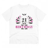 White PC cotton 21st birthday printed men's T-shirt, half sleeve round neck, 180GSM thread count