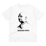 White PC Cotton Men's Sardar Patel Printed Half Sleeve T-Shirt (180GSM), casual wear on mannequin