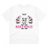 White PC Cotton Men's 52nd Birthday Half Sleeve T-Shirt with Round Neck, 180GSM thread count - casual occasion wear