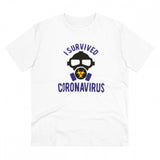 White PC Cotton 'I Survived Coronavirus' printed men's t-shirt, half sleeve round neck, 180GSM thread count