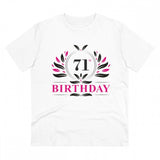 White PC cotton men's 71st birthday printed half sleeve T-shirt (180GSM), casual occasion wear