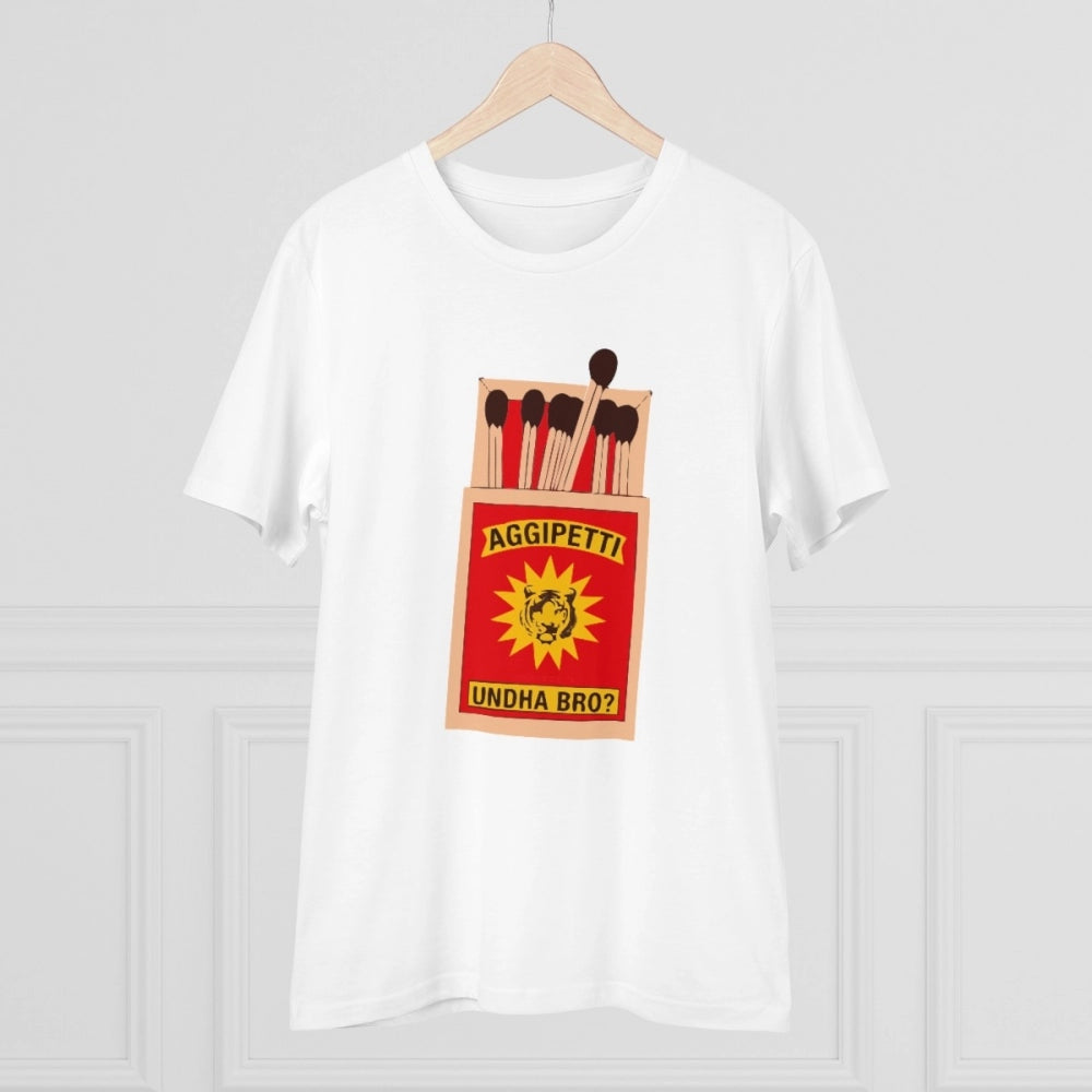 White PC Cotton Telugu Design Half Sleeve T-Shirt for Men, 180GSM thread count