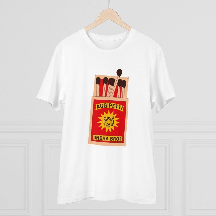 White PC Cotton Telugu Design Half Sleeve T-Shirt for Men (180GSM), casual wear on model