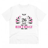 White PC Cotton Men's 26th Birthday Printed Half-Sleeve T-Shirt (180GSM), casual occasion wear