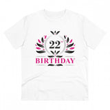 White PC Cotton Men's 22nd Birthday Printed Half Sleeve T-Shirt, 180GSM thread count