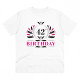 Men's white PC cotton 42nd birthday printed half-sleeve round neck t-shirt, high quality 180GSM thread count