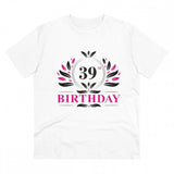 White PC Cotton men's 39th birthday printed half-sleeve round neck t-shirt (180GSM), casual occasion