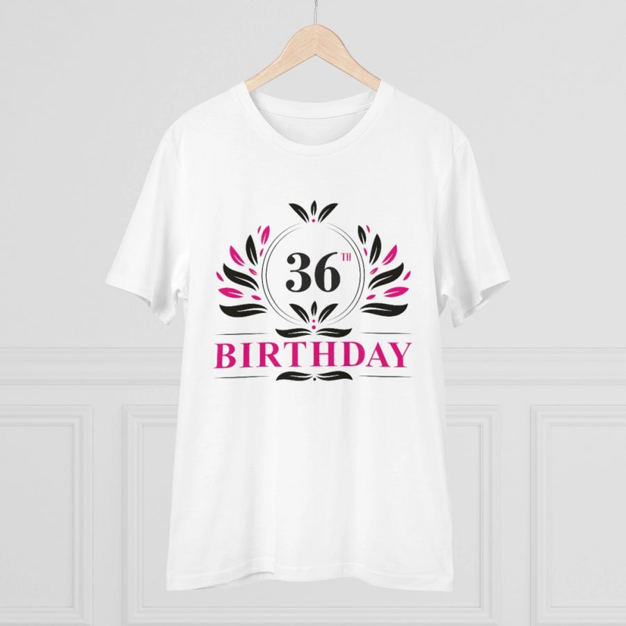 White PC Cotton Men's 36th Birthday Printed T-Shirt (Half Sleeve, Round Neck) - Casual Occasion