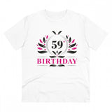 White PC Cotton men's 59th birthday printed half-sleeve round neck t-shirt (180GSM) for casual occasions