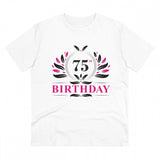 White PC Cotton 75th Birthday T-Shirt (Half Sleeve, Round Neck) - Men's Casual Wear