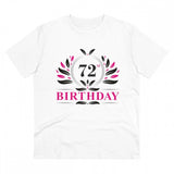 White PC Cotton 72nd Birthday printed men's T-shirt with half sleeves and round neck, 180GSM thread count
