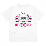 White PC Cotton Men's 100th Birthday Printed Half Sleeve T-Shirt, 180GSM thread count for casual occasions